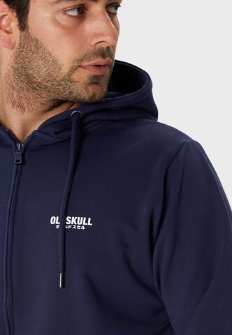 Oldskull Sweatjacke 'Retro Rising Sun' in Blau