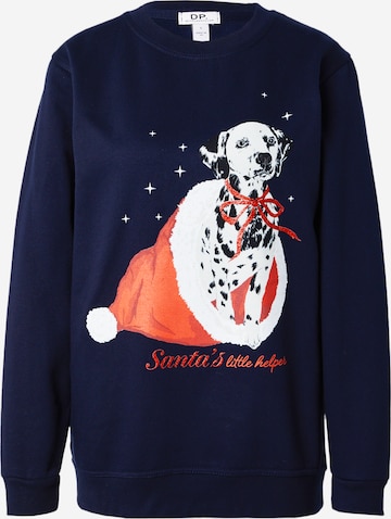 Dorothy Perkins Sweatshirt 'Santas Little Helper' in Blauw: voorkant