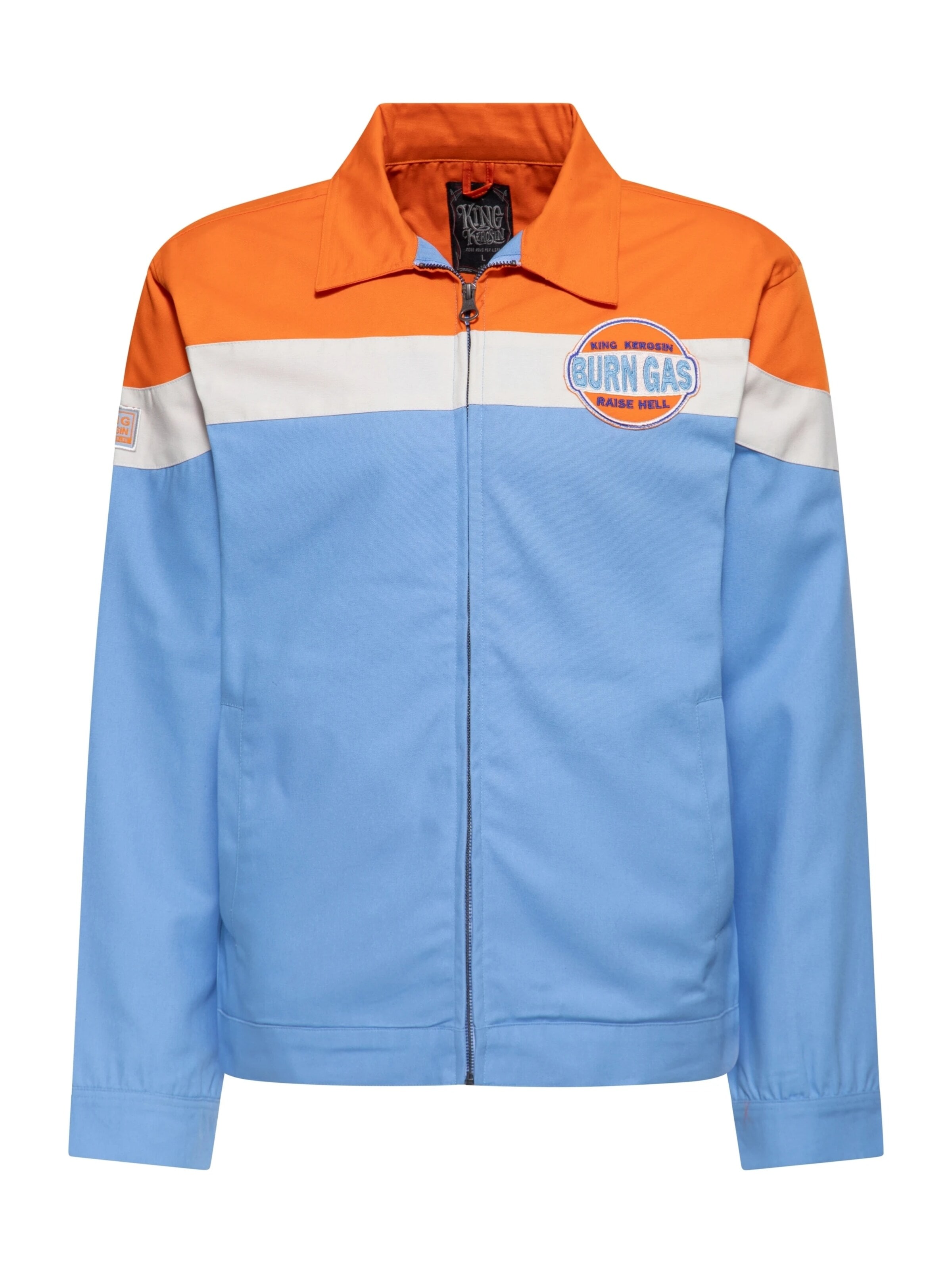 King Kerosin Between-Season Jacket 'Burn Gas' in Blue: front