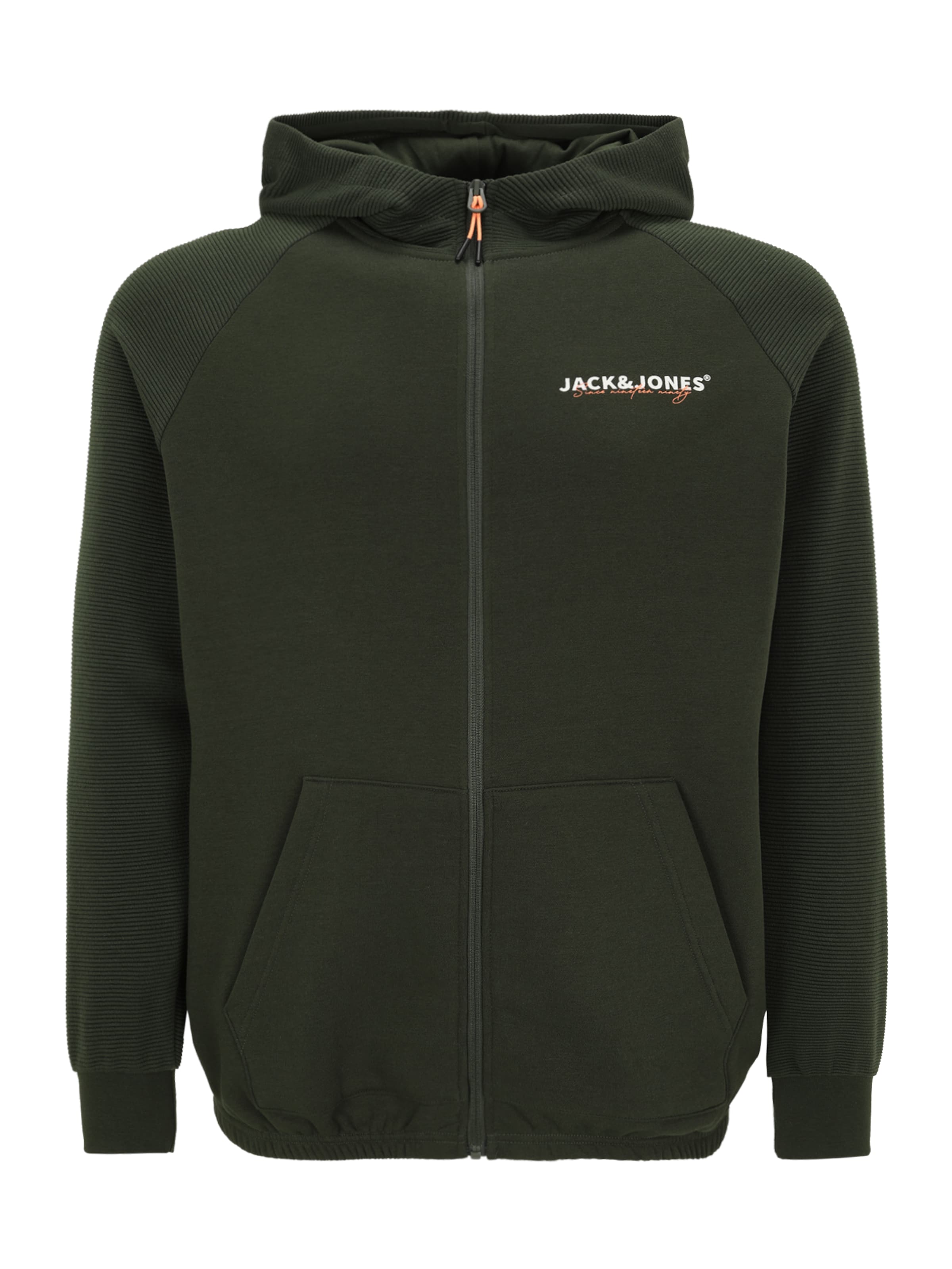 Jack & Jones Plus Суичъри с качулка 'JJTHATCHER' в зелено: отпред