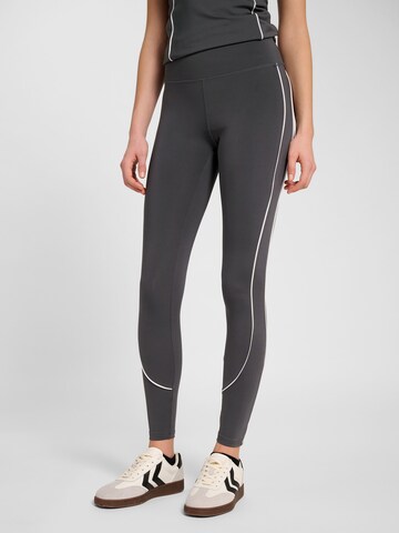 Hummel Skinny Workout Pants 'Pulse Piping' in Grey: front