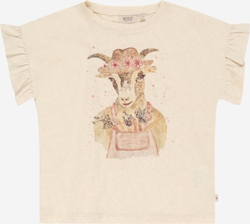 Wheat T-shirt 'Country Goat' i beige: framsida