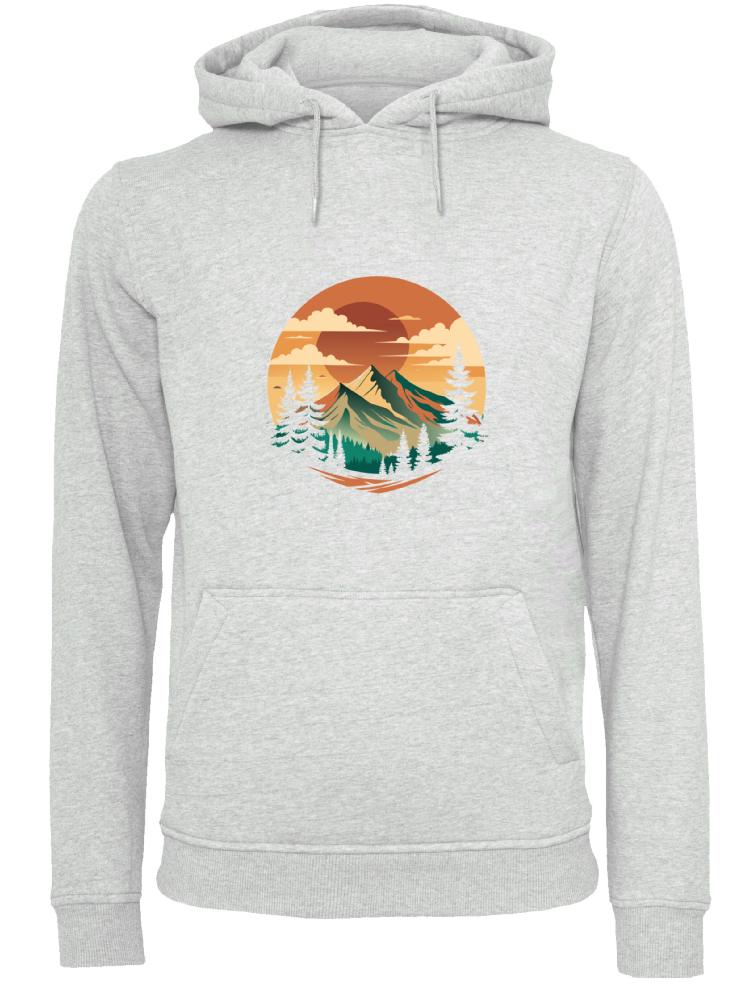 Sweat-shirt 'Sonnenuntergang Berglandschaft' F4NT4STIC en gris : devant
