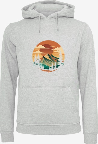 F4NT4STIC Sweatshirt 'Sonnenuntergang Berglandschaft' in Grau: Vorderseite