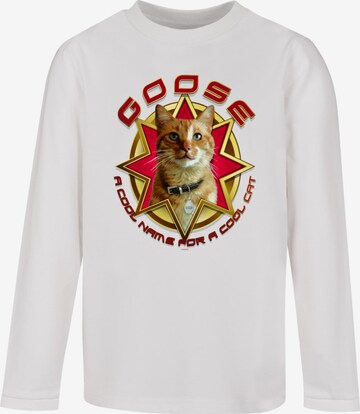 ABSOLUTE CULT Shirt 'Captain Marvel - Movie Goose Cool Cat' in Wit: voorkant