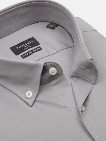Coupe slim Chemise business 'Leonardo Essentials Poplin Stretch Man Shirt Light Grey' 7Camicie en gris
