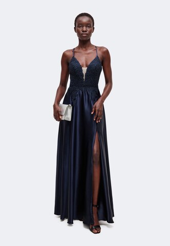 LUXUAR - Vestido de noche en azul: frente