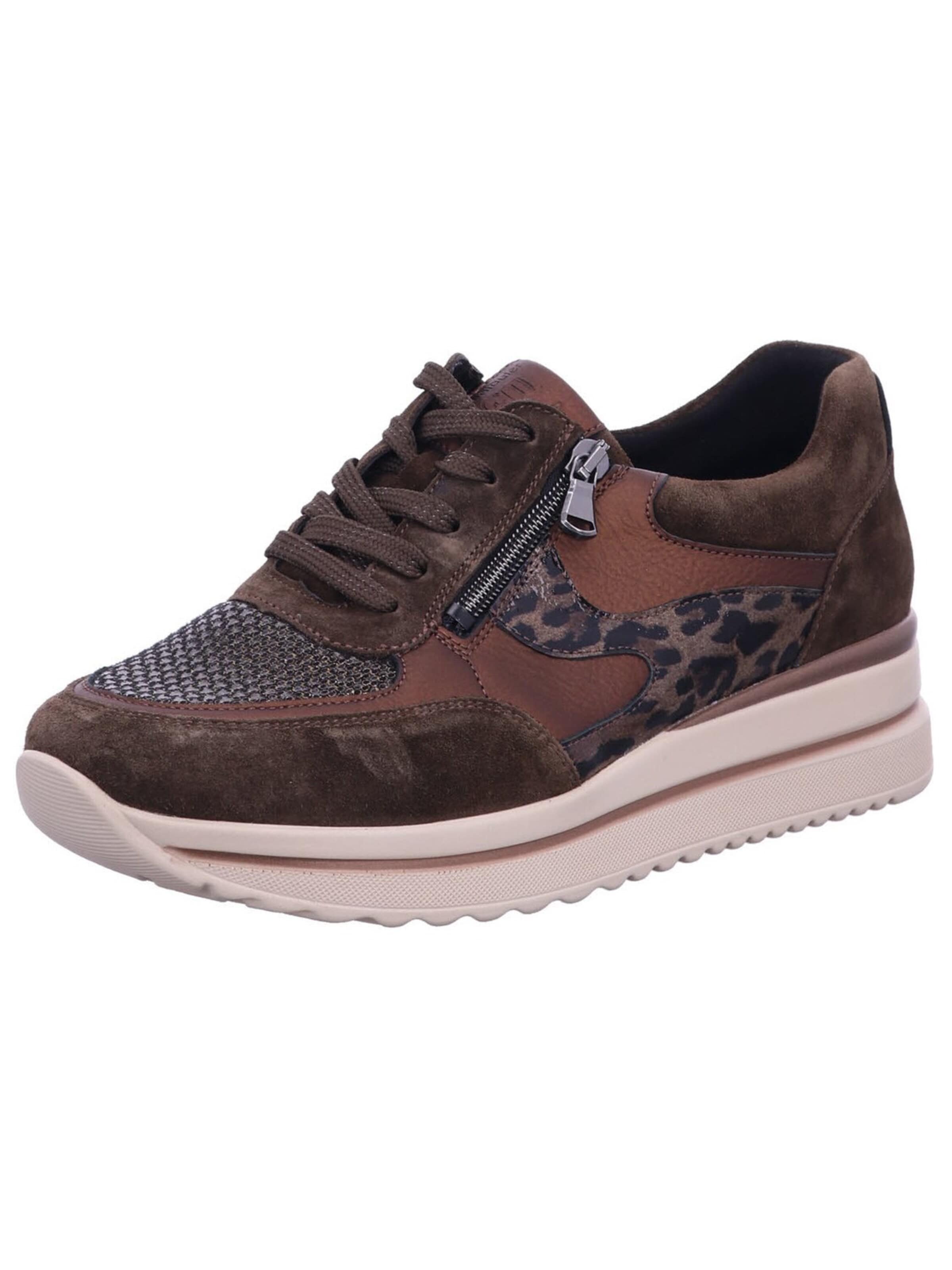 WALDLÄUFER Sneakers laag 'Schnürschuh Damen 669K01 500 327 Echtleder in braun' in Bruin: voorkant