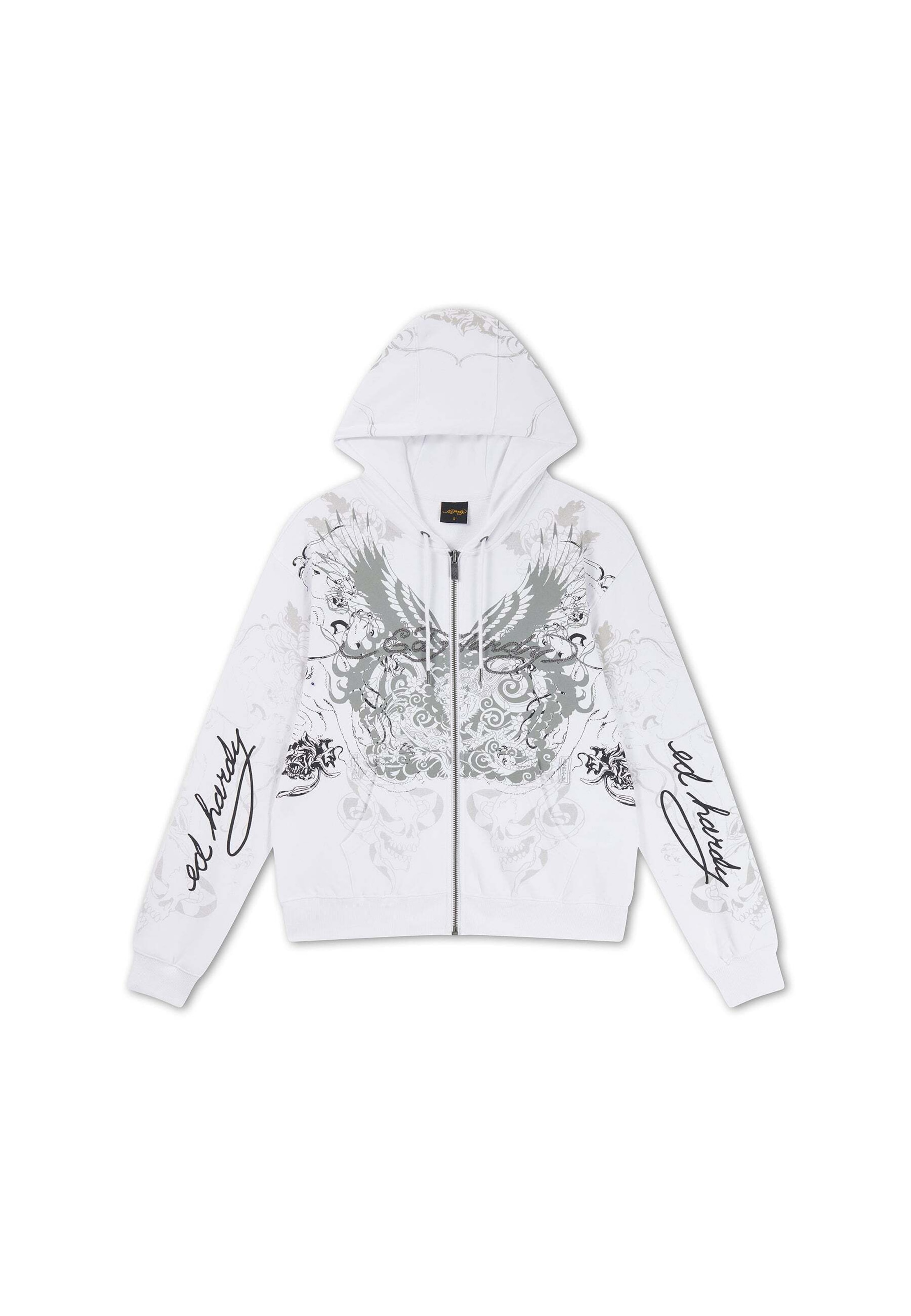 Ed Hardy Ζακέτα φούτερ σε λευκό: μπροστά