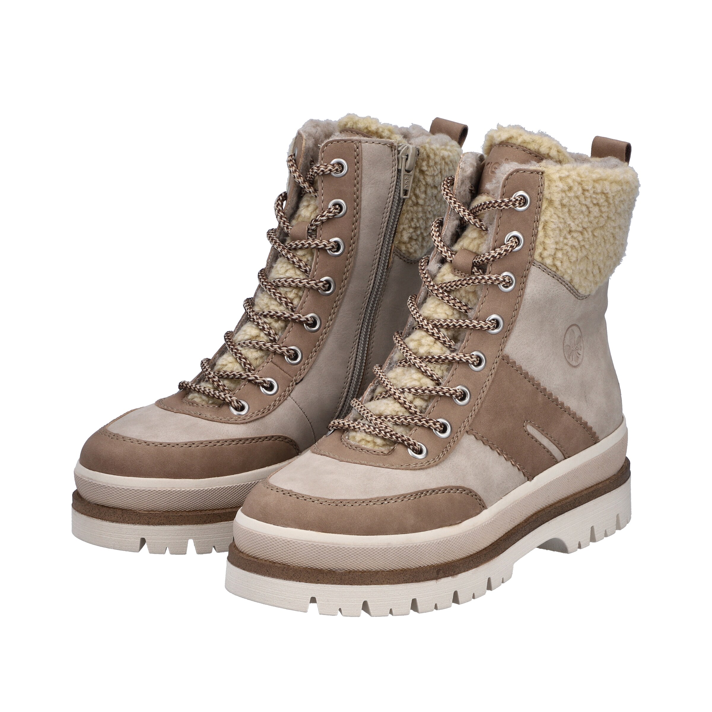 Rieker Lace-Up Boots in Beige