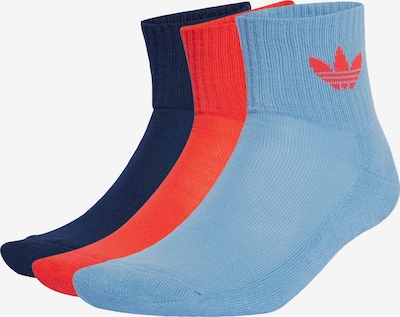 34-36 dydžio Kojinės 'Mid Crew 3 Pairs' iš ADIDAS ORIGINALS, spalva – tamsiai mėlyna / mėlyna dūmų spalva / šviesiai raudona, Prekių apžvalga