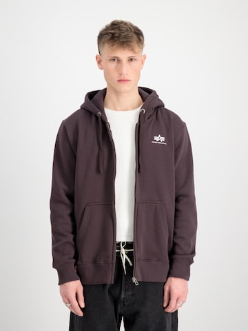 ALPHA INDUSTRIES Zip-Up Hoodie in Brown: front