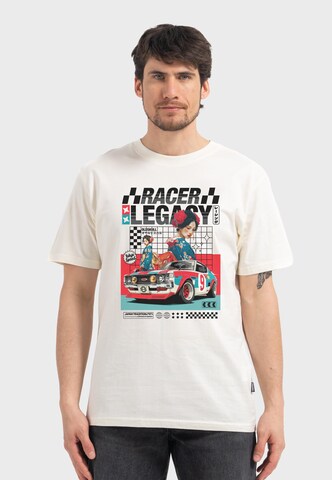 Oldskull Shirt 'Asian Kimono Racing Club Graphic' in Wit: voorkant