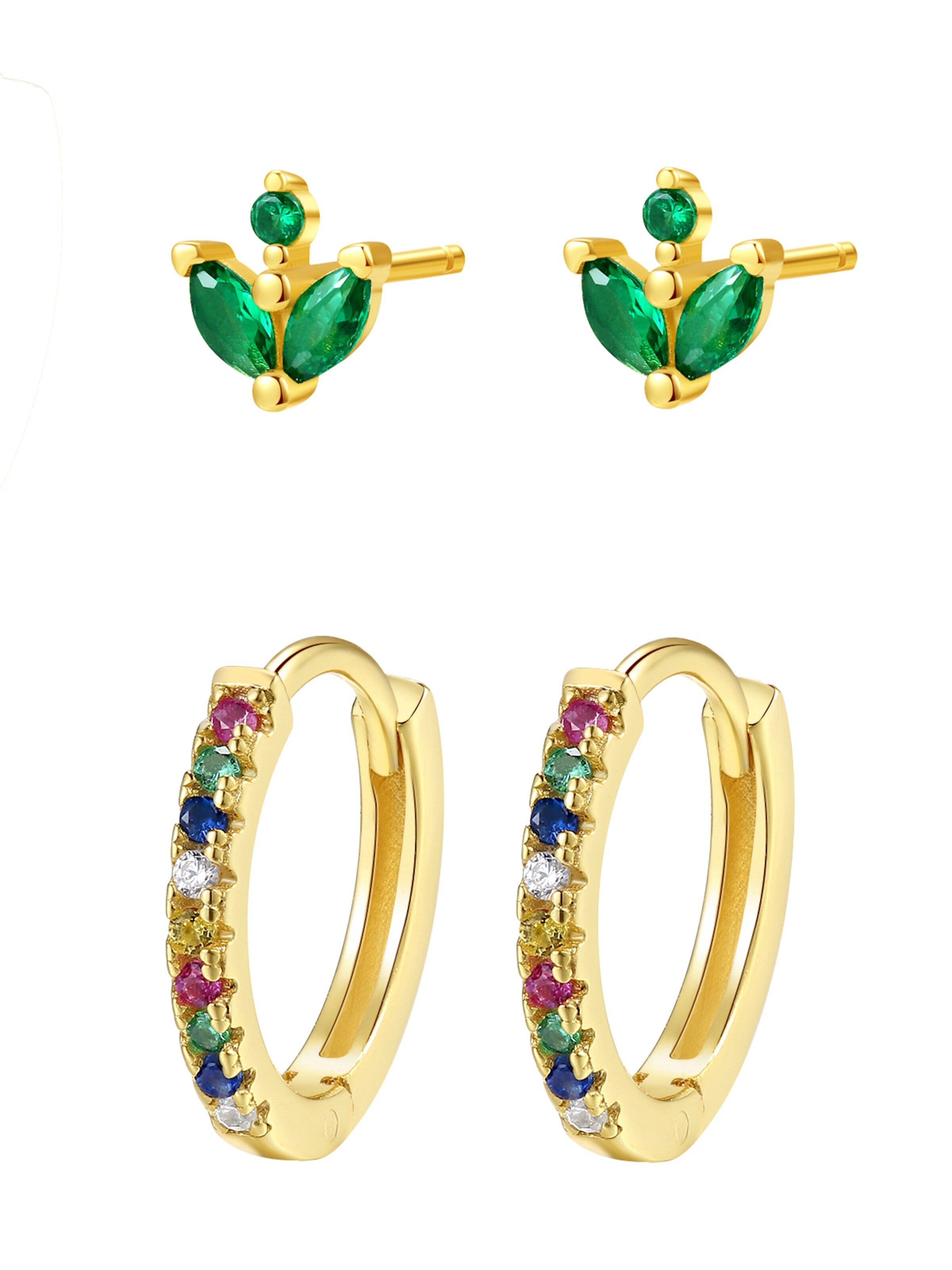 Boucles d'oreilles 'Rainbow' Hey Happiness en or : devant