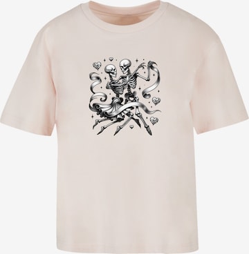 T-shirt 'Skelettpaar Tanzt Mit Band' F4NT4STIC en rose : devant