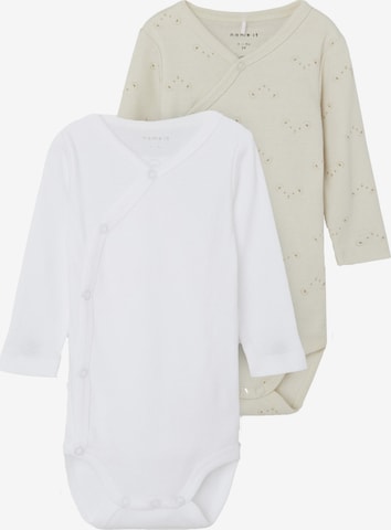 NAME IT - Pijama entero/body 'Rainy Day' en beige: frente