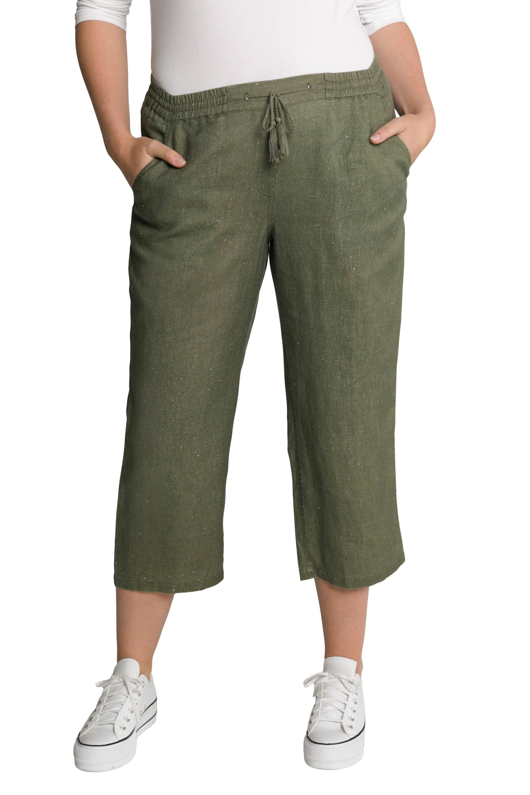 Ulla Popken Wide leg Trousers in Green: front