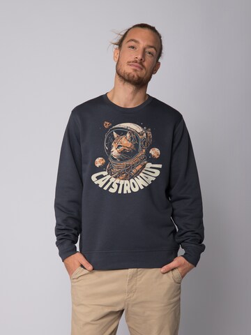 Sweat-shirt 'Catstronaut' Watapparel en gris : devant