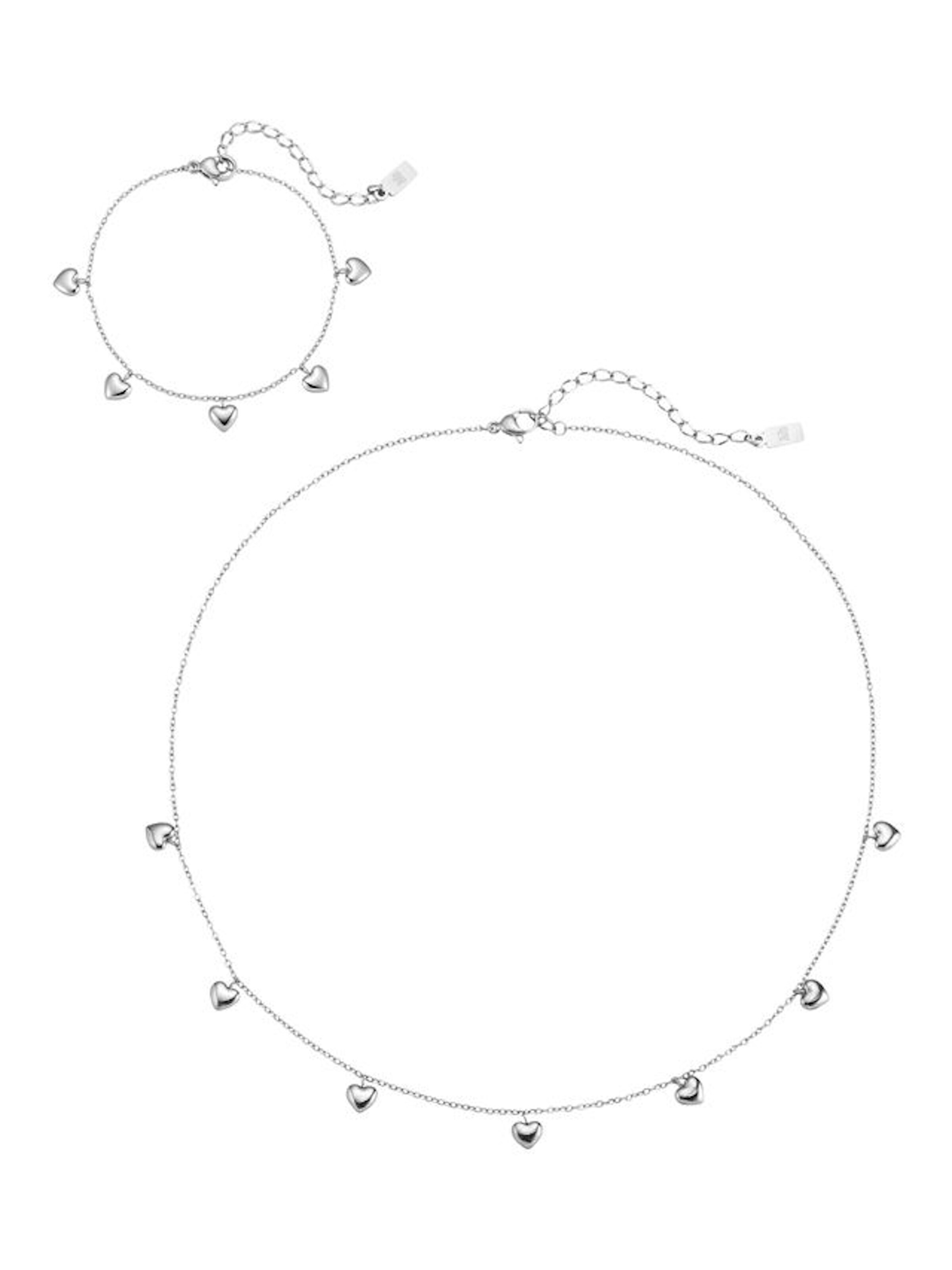 Set di gioielli 'Heart Vibes' di Hey Happiness in argento: frontale