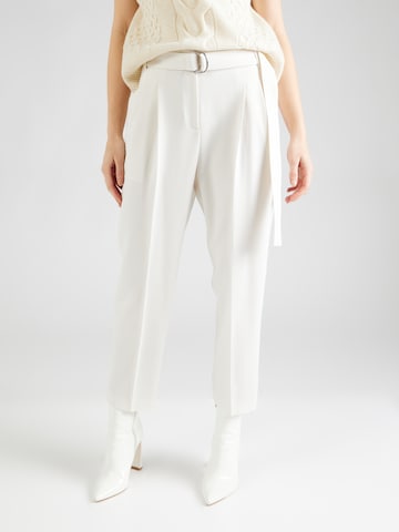 BOSS Black Regular Pleat-Front Pants 'Tapiah' in White: front