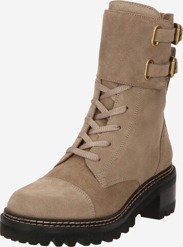 Bottines à lacets 'Mallory' See by Chloé en beige : devant