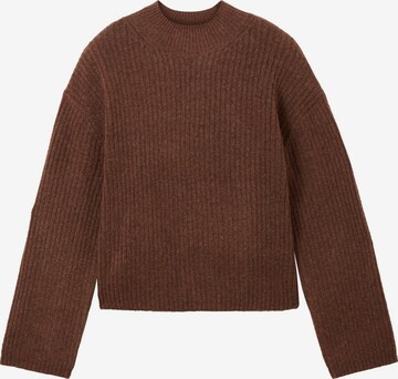 TOM TAILOR DENIM Sweater in Brown: front