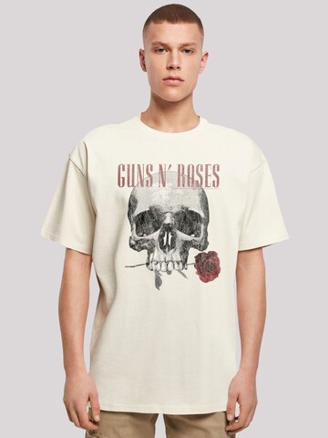 T-Shirt 'Guns 'n' Roses Flower Skull Rock Musik Band' F4NT4STIC en beige : devant