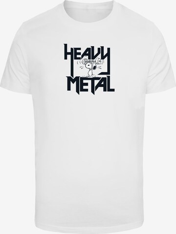 Merchcode Shirt 'Peanuts - Heavy Metal' in Wit: voorkant