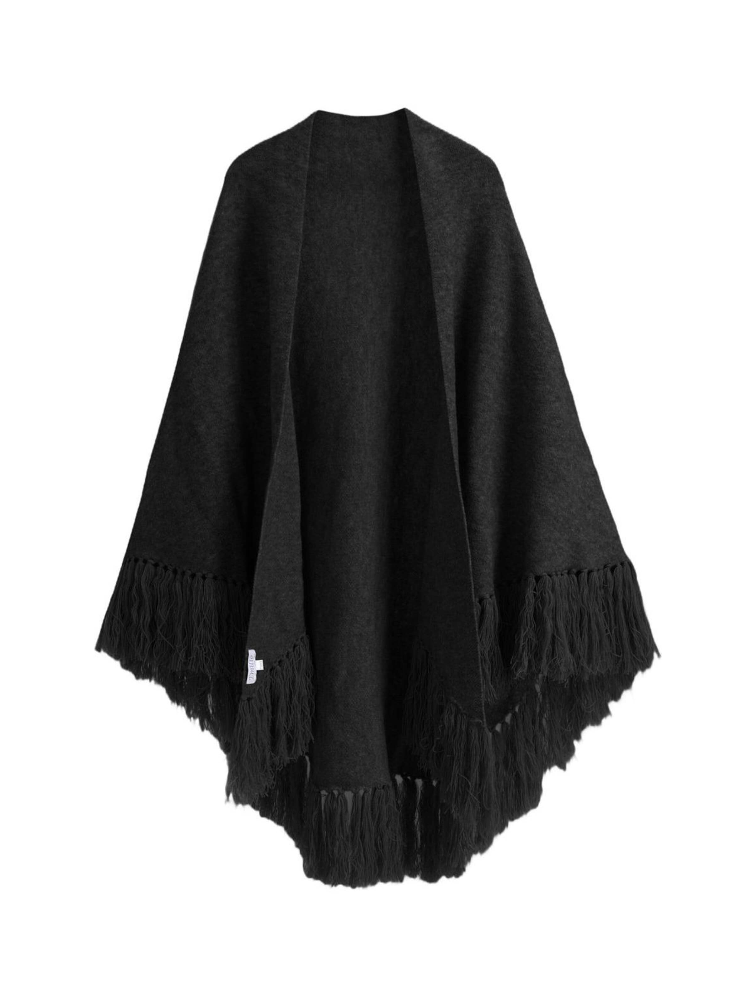 Foulards oversize 'Knitwear poncho' Emilie collection en noir : devant