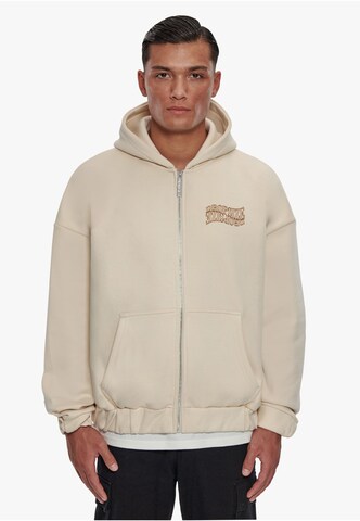 Dropsize Zip-Up Hoodie in Beige: front