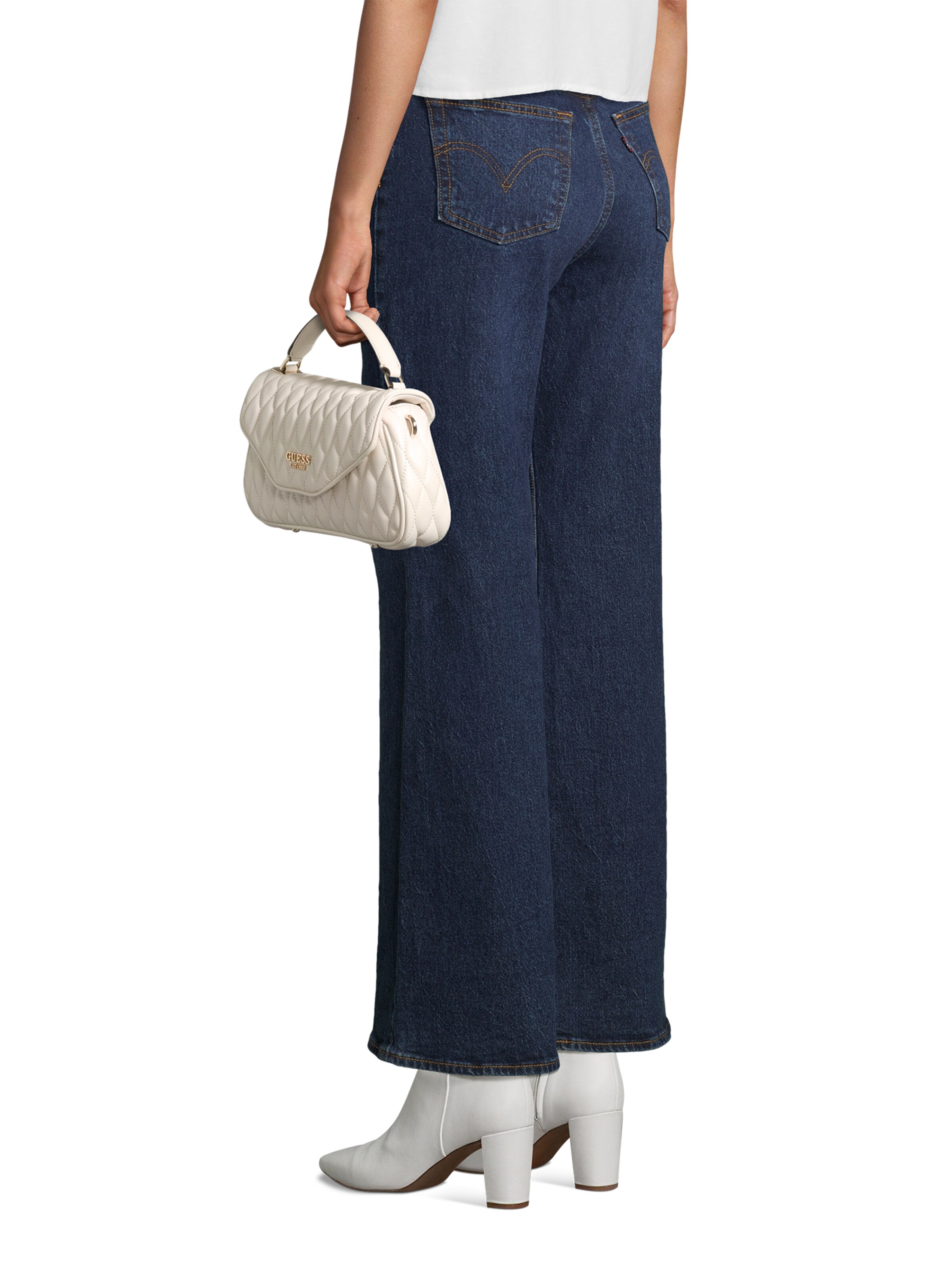 GUESS Handbag 'VALLA TOP HANDLE FLAP' in Beige: front