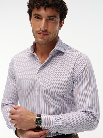Coupe slim Chemise 'New York Label Flex Collar' TOMMY HILFIGER en bleu