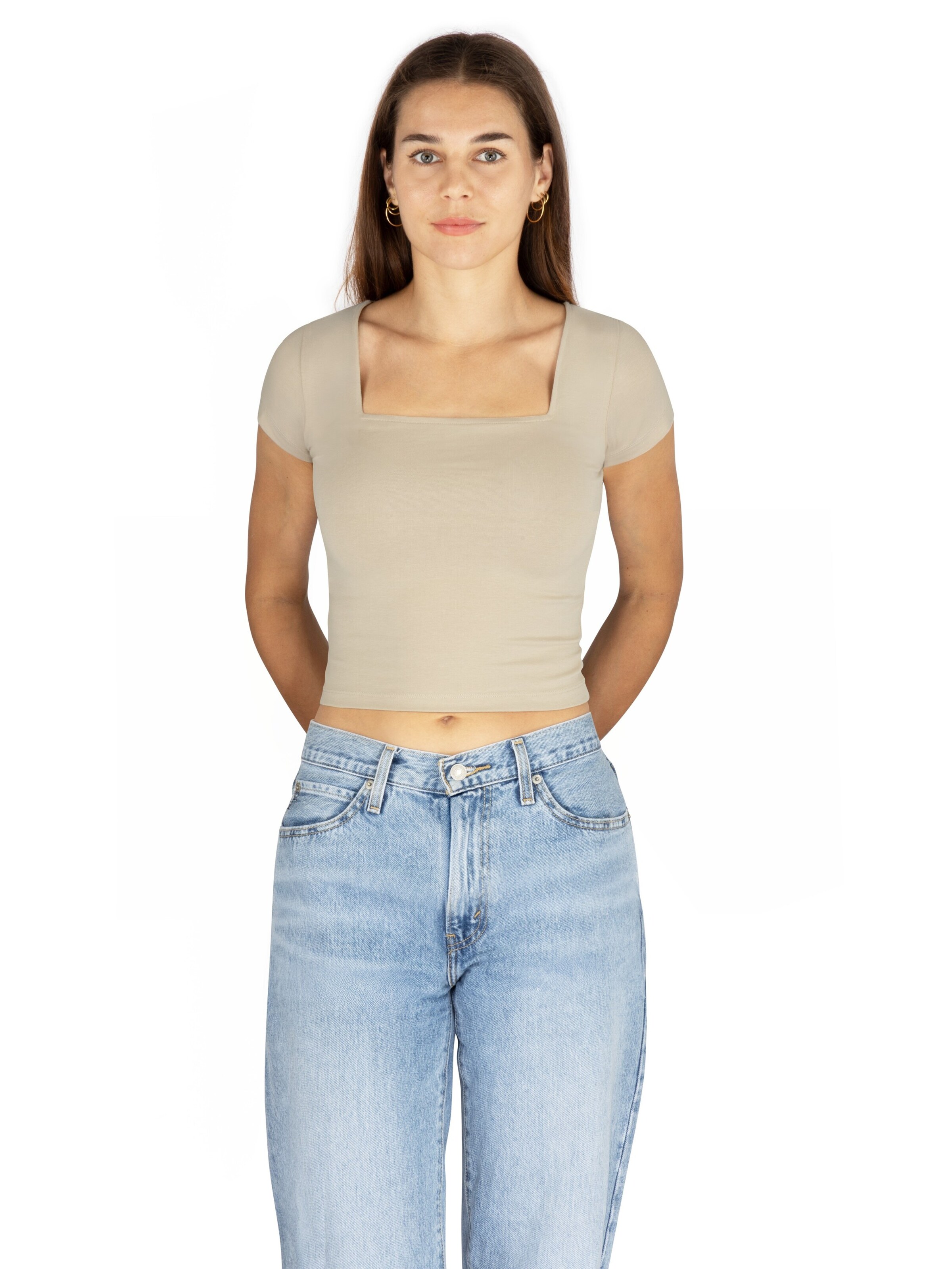 Janice Shirt in Beige: voorkant