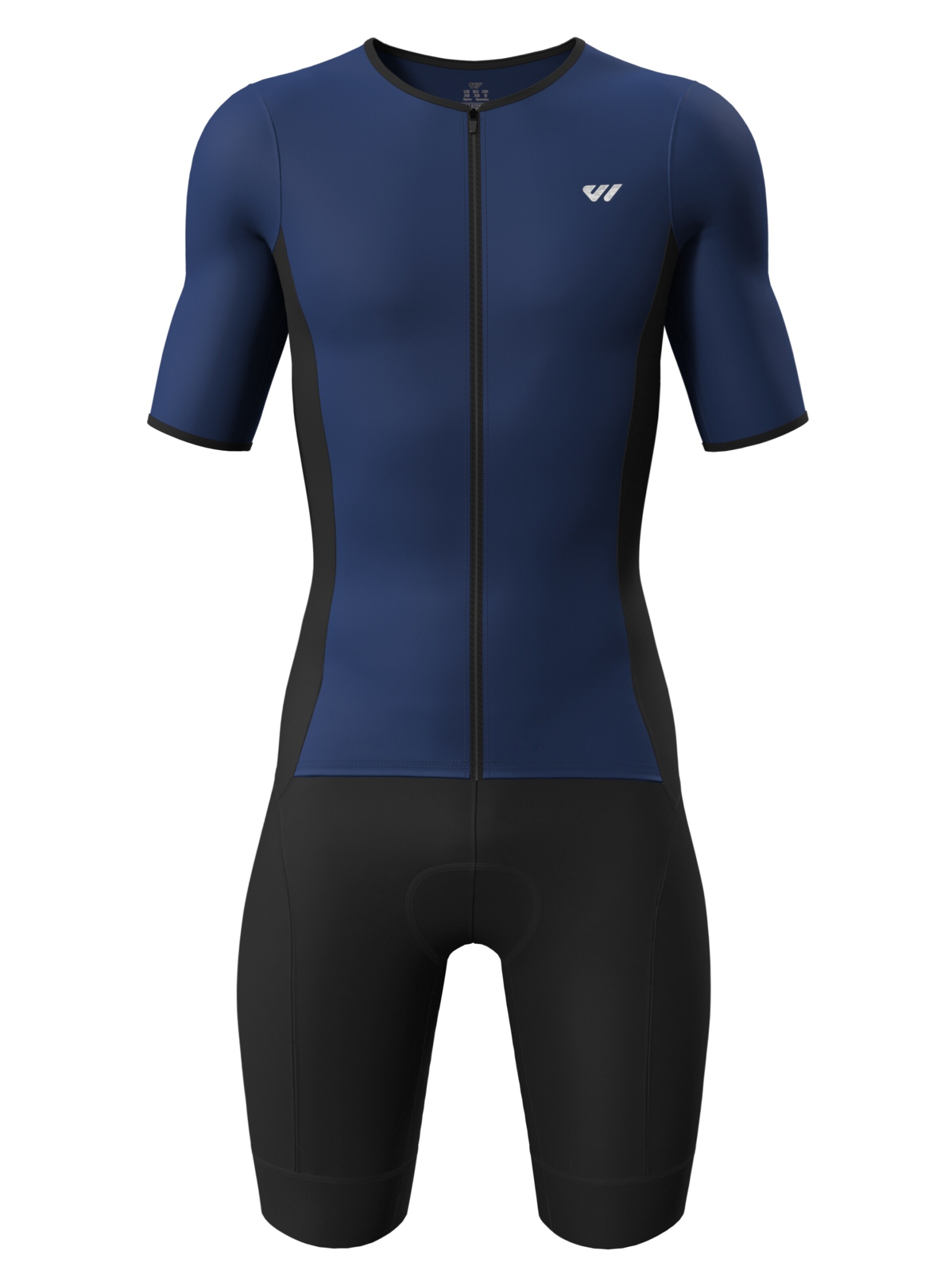 WULIBIKE Sports Suit 'Wulibike Triathlonanzug Herren Atmungsaktiv, Kurzarm, dunkelblau, Rückentaschen' in Blue: front