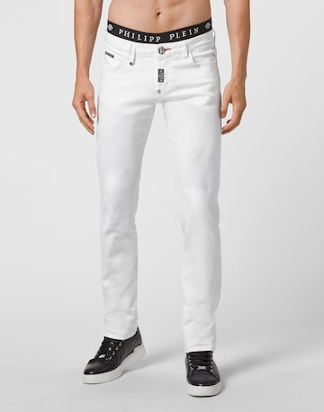 Philipp Plein - Regular Calças de ganga em branco: frente