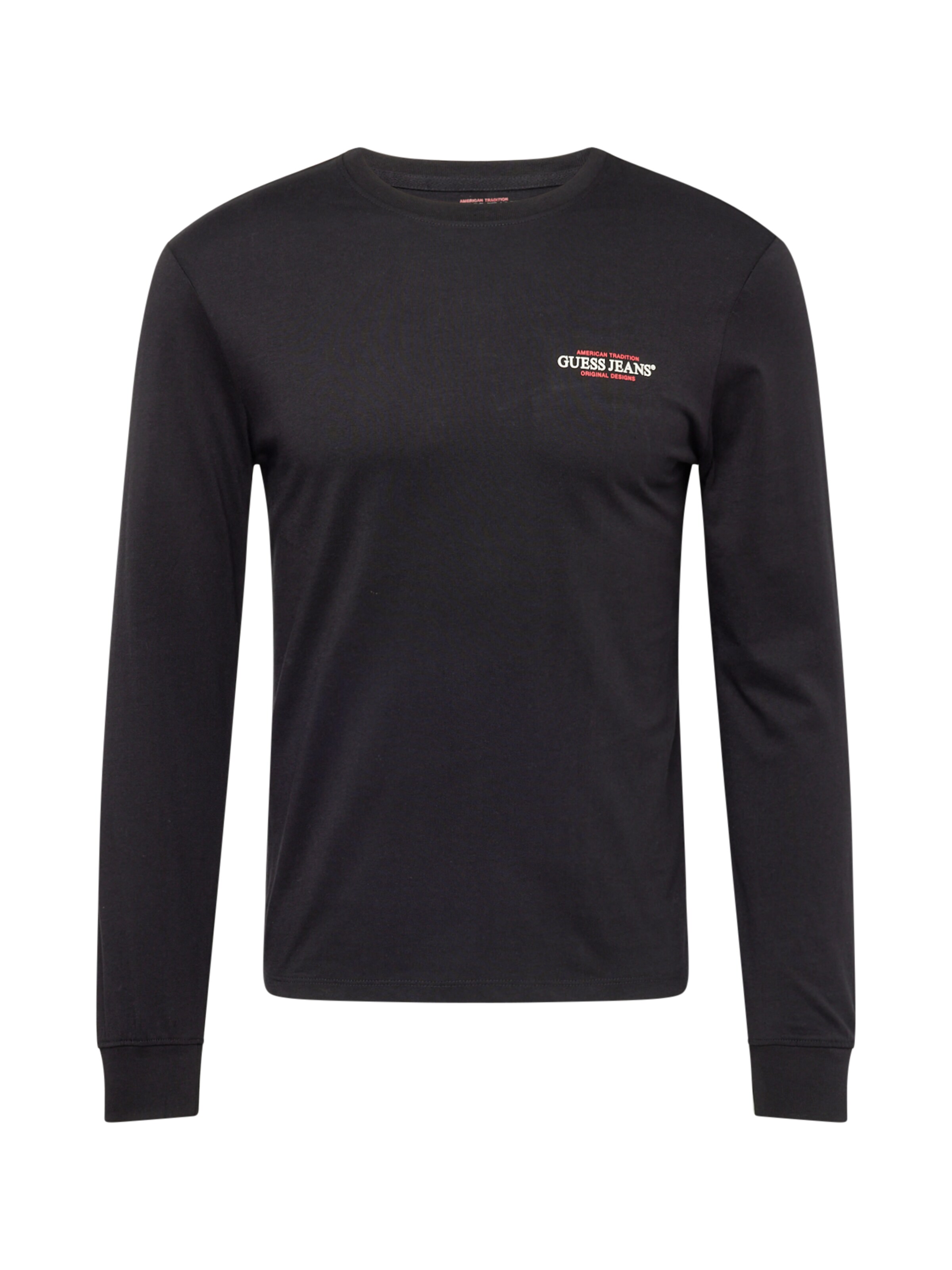 melns GUESS JEANS T-Krekls 'American Tradition': no priekšpuses
