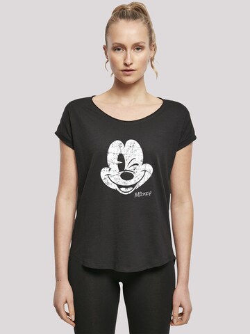 F4NT4STIC Shirt 'Disney Mickey Mouse Since Beaten Face Char Cadt' in Zwart: voorkant
