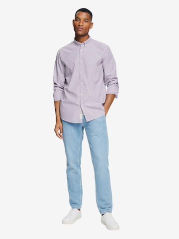 ESPRIT Slim fit Button Up Shirt in Purple