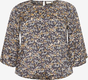 KAFFE CURVE Blouse 'Gina' in Blauw: voorkant