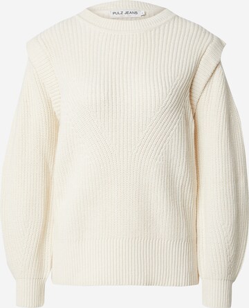 PULZ Jeans Pullover 'MARLA' i hvid: forside