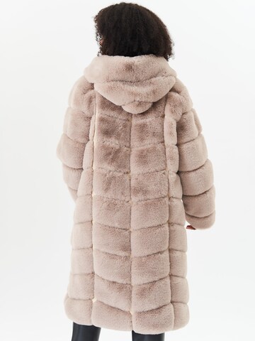 GINI LONDON Langmantel 'Gini Panelled Hooded Longline Fur' in Grau