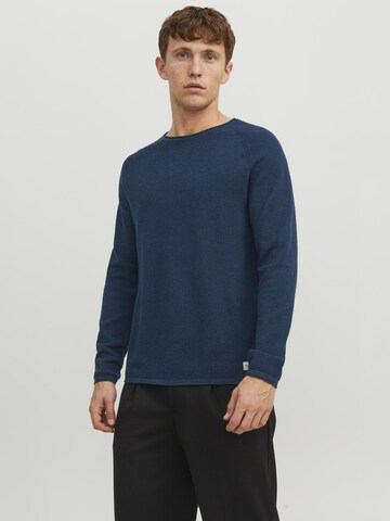 JACK & JONES Klasický střih Svetr 'JJEHill' – modrá: přední strana