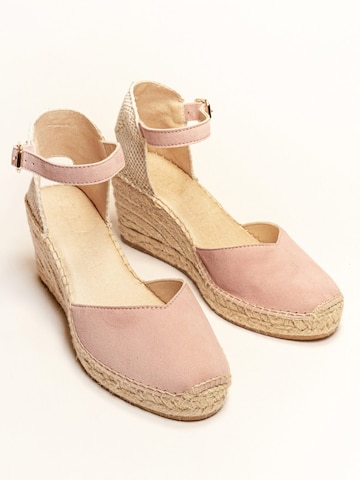 Alhamas Strap sandal 'Alpargata Cuña 7 cm' in Pink