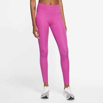 NIKE Skinny Workout Pants in Pink: front