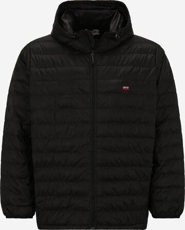 Levi's® Big & Tall Přechodná bunda 'Presidio Packable Hooded Jacket' – černá: přední strana