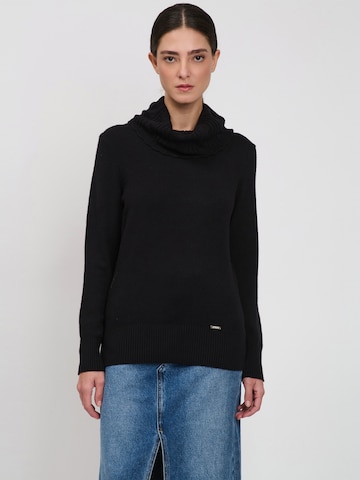 Influencer Pullover in Schwarz: Vorderseite