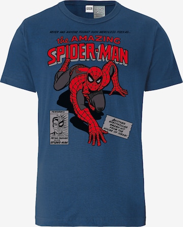 LOGOSHIRT Shirt 'Marvel - Spider-Man Merciless Foes' in Blue: front