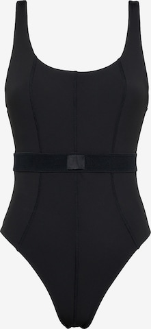 Calvin Klein Swimwear Bralette Swimsuit in Black: front