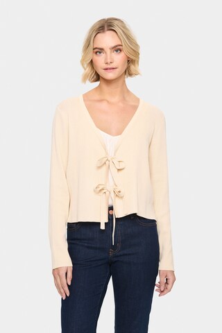 SAINT TROPEZ Gebreid vest 'Dagny' in Beige: voorkant