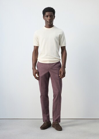MANGO MAN Slim fit Pleated Pants 'Rainier' in Purple